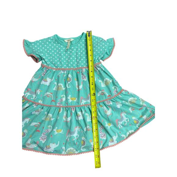 Matilda Jane Girls Size 4 Dress – Aqua Polka Dot Circus Animal Print Boho - Picture 2 of 5